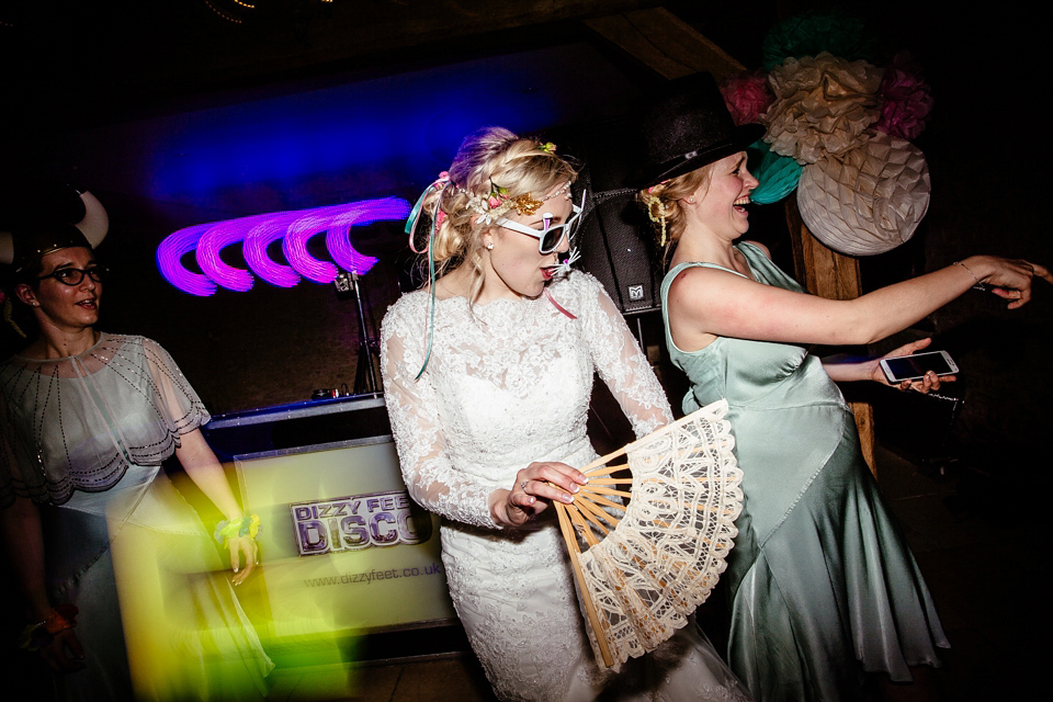 Lucy wore an Ellis Bridals gown for her quirky and colourful outdoor wedding. Photography by Cassandra Lane.