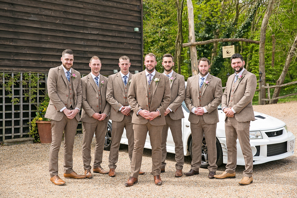 Bride Chloe wore a Cymbeline gown for her Spring wedding  at Swallow's Oast in Sussex. Photography by Rachael Edwards.