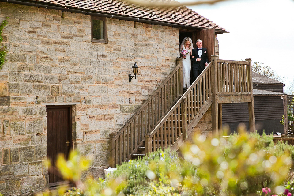 Bride Chloe wore a Cymbeline gown for her Spring wedding  at Swallow's Oast in Sussex. Photography by Rachael Edwards.