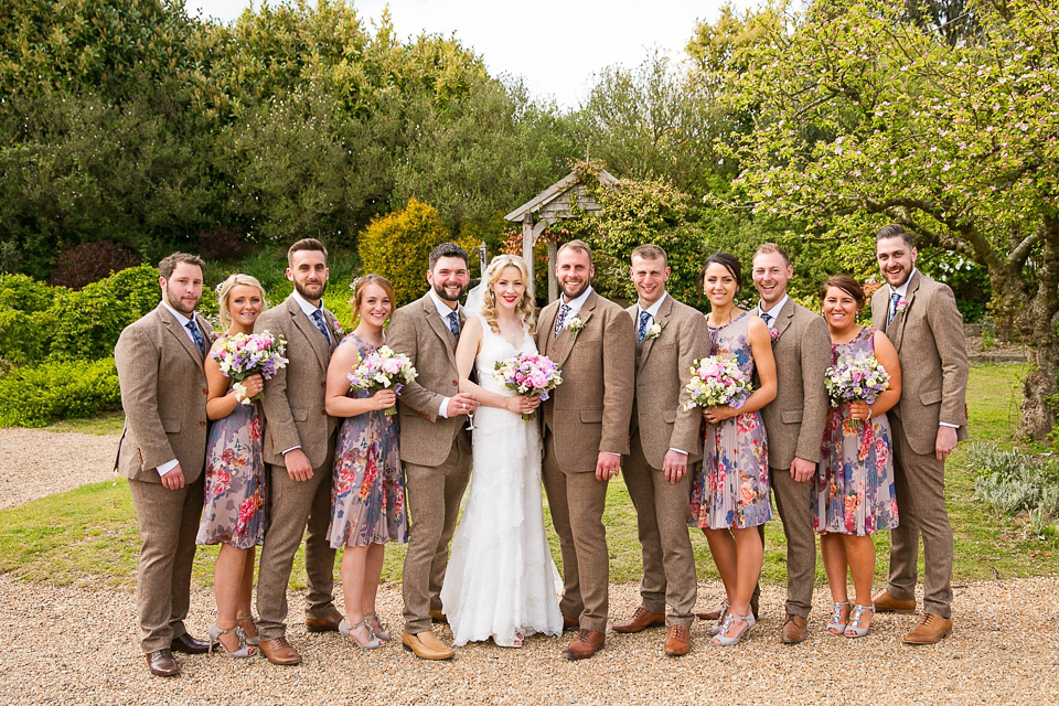 Bride Chloe wore a Cymbeline gown for her Spring wedding  at Swallow's Oast in Sussex. Photography by Rachael Edwards.