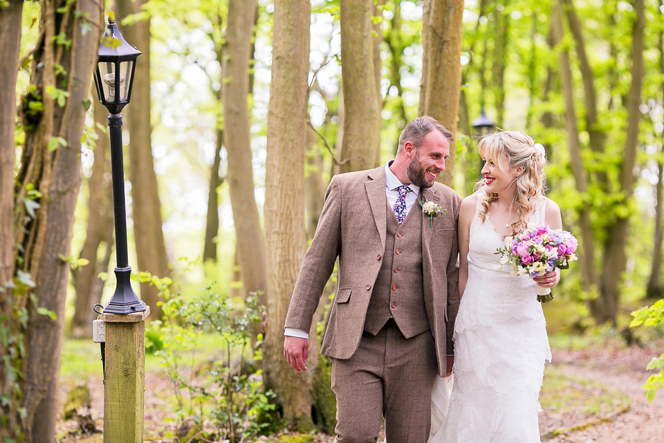 Bride Chloe wore a Cymbeline gown for her Spring wedding  at Swallow's Oast in Sussex. Photography by Rachael Edwards.