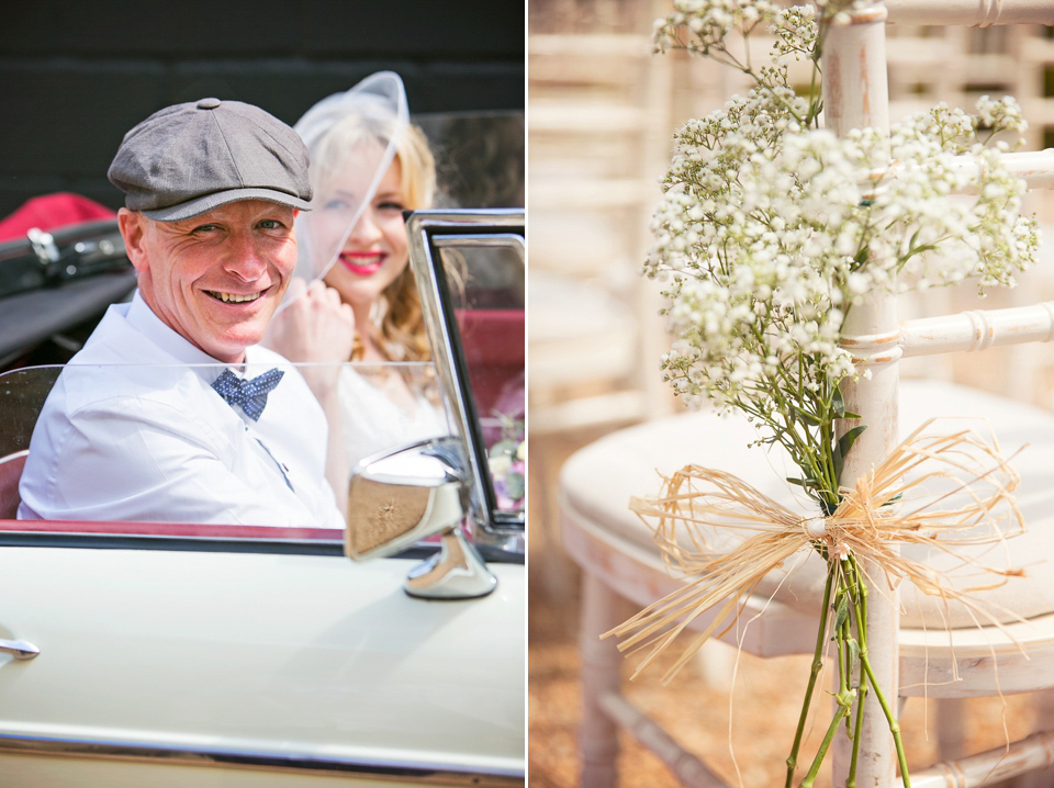 Bride Chloe wore a Cymbeline gown for her Spring wedding  at Swallow's Oast in Sussex. Photography by Rachael Edwards.