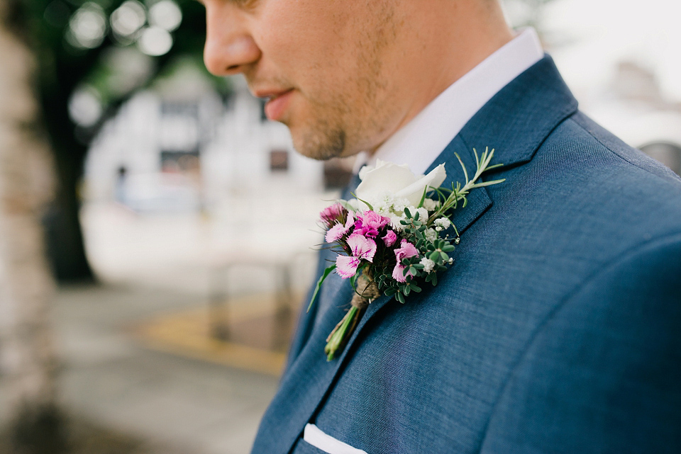 Kat wears Eden by Jenny Packham for her pretty Summer village hall wedding. Photography by Emma B.