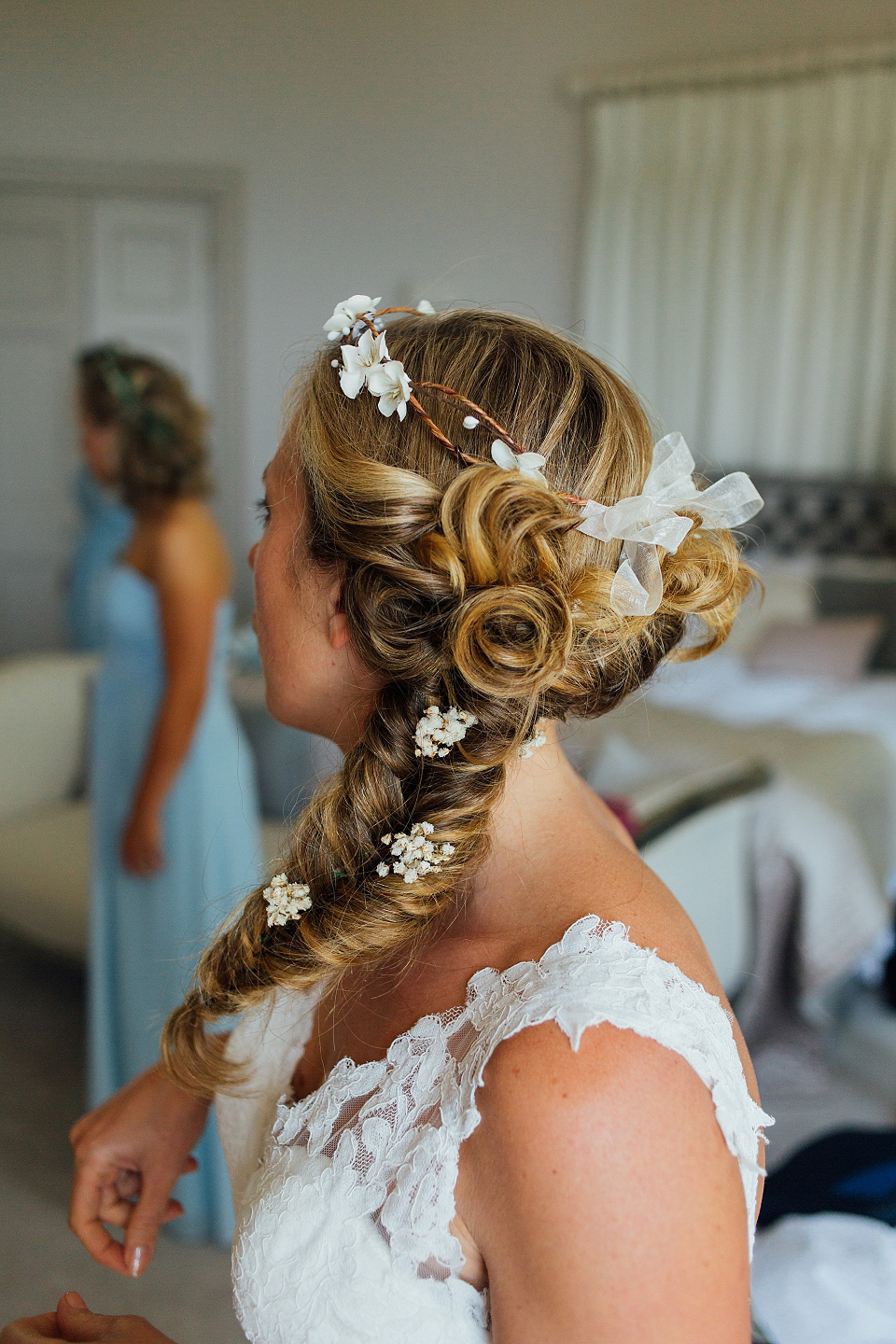 Bride Sarah wore an Essence of Australia gown and flowers in her hair for her wedding by the sea in Dorset. Photography by Charlotte Bryer Ash. Bride Sarah wore an Essence of Australia gown and flowers in her hair for her wedding by the sea in Dorset. Photography by Charlotte Bryer Ash.