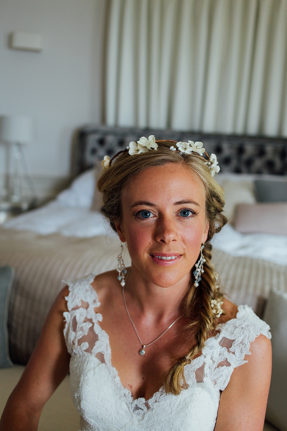 Bride Sarah wore an Essence of Australia gown and flowers in her hair for her wedding by the sea in Dorset. Photography by Charlotte Bryer Ash. Bride Sarah wore an Essence of Australia gown and flowers in her hair for her wedding by the sea in Dorset. Photography by Charlotte Bryer Ash.