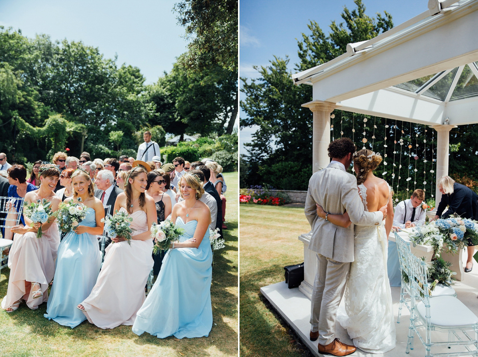Bride Sarah wore an Essence of Australia gown and flowers in her hair for her wedding by the sea in Dorset. Photography by Charlotte Bryer Ash. Bride Sarah wore an Essence of Australia gown and flowers in her hair for her wedding by the sea in Dorset. Photography by Charlotte Bryer Ash.