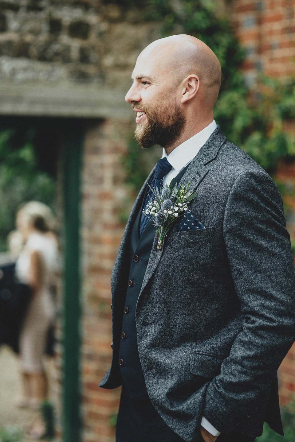 Bride Jess made her wedding dress herself. She tied the knot with Jordan in a woodland inspired wedding. Photography by Ali Paul.