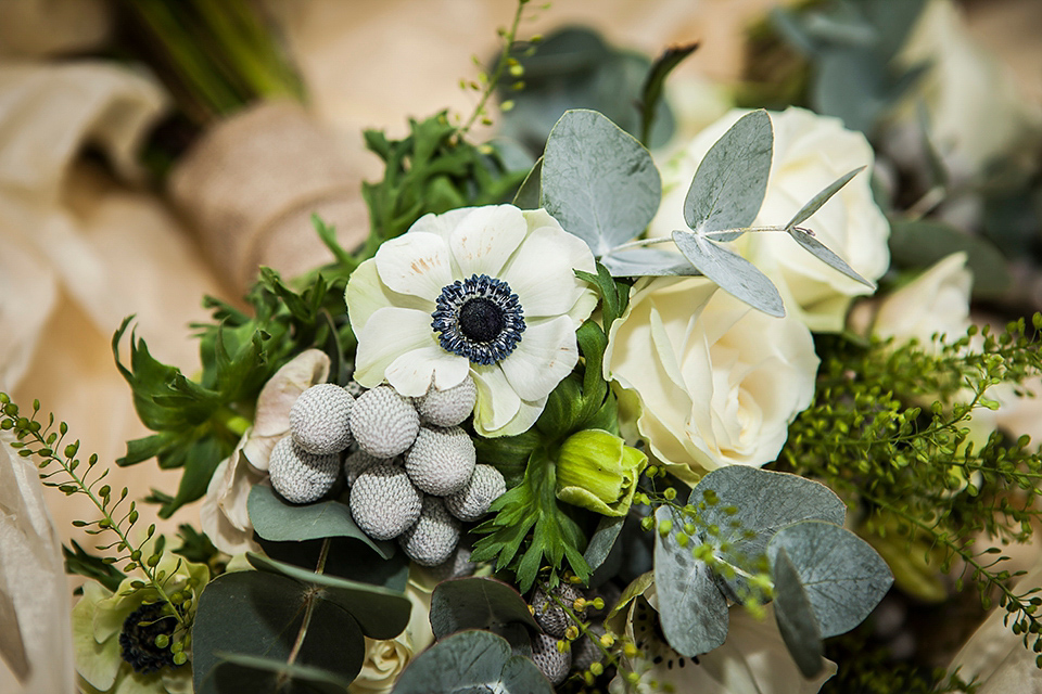 Bride Louisa wears a polka dot gown by Cathrine Deane for her seaside wedding in Devon.