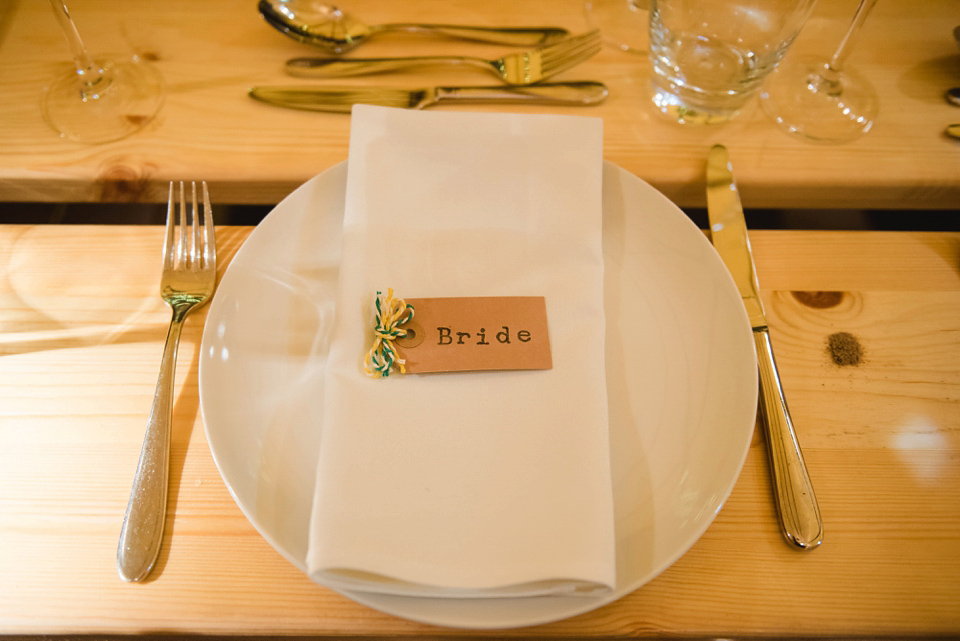 A 1950's vintage dress for a yellow and green Humanist tipi wedding in Scotland. Images by Mack Photo.