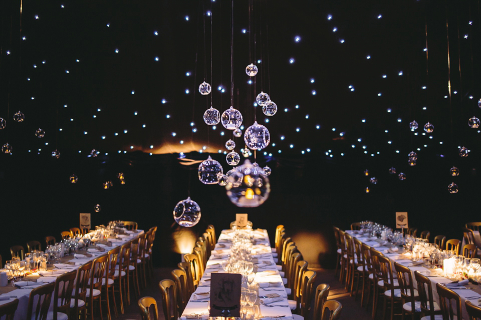 Laura wears 'Mimosa' by Jenny Packham for her winter wedding on the family farm in York. Photography by Kate Gray.