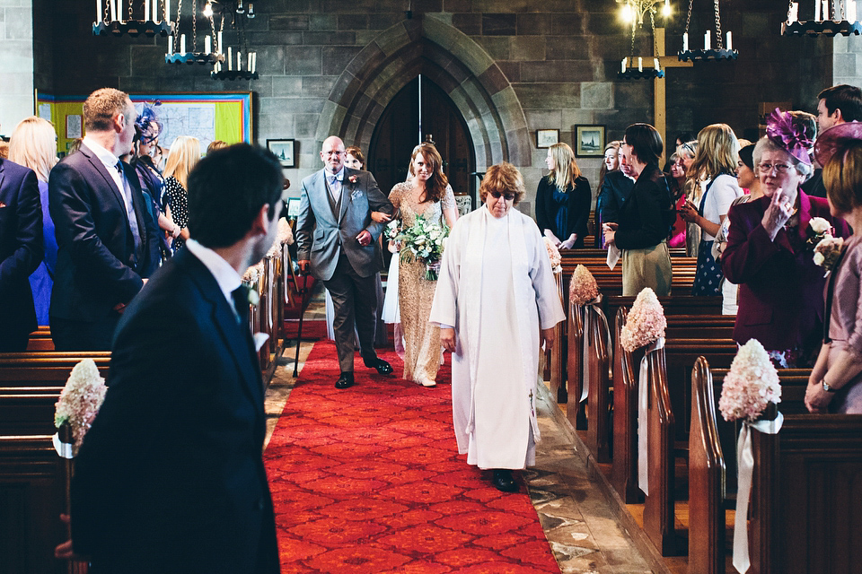 Our Lovettes member Emily wore a glamorous Jenny Packham gown for her elegant, English country wedding at Shustoke Farm Barns. Photography by Mister Phill.