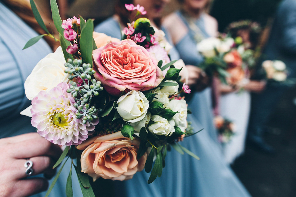 Our Lovettes member Emily wore a glamorous Jenny Packham gown for her elegant, English country wedding at Shustoke Farm Barns. Photography by Mister Phill.