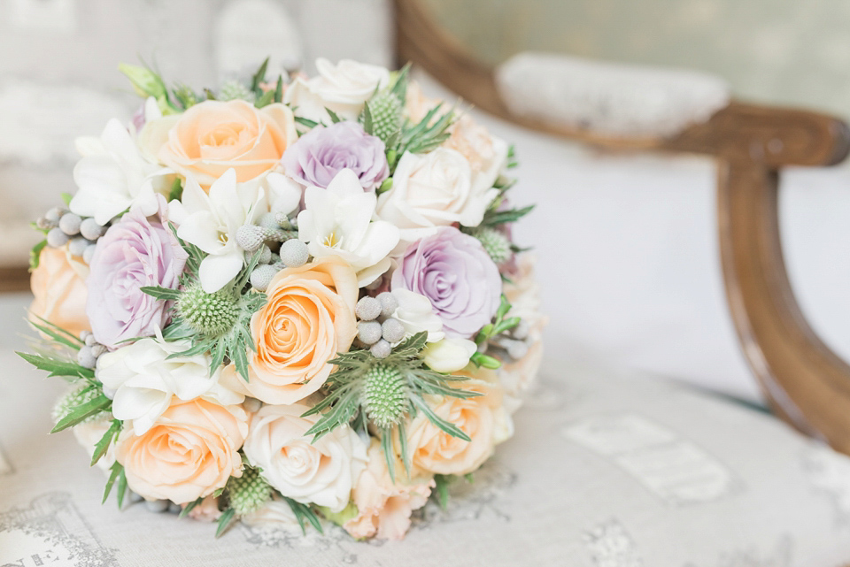 An Essense of Australia dress for a homespun, outdoor, country wedding in pretty pastel shades. Photography by Julie Tinton.