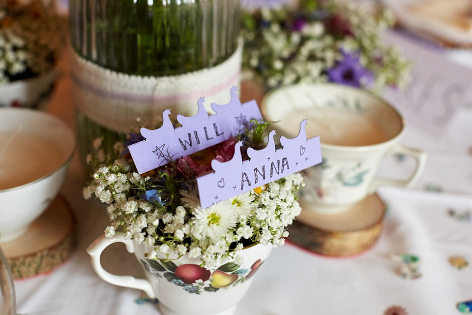 A fabulous 1950's Fur Coat No Knickers dress for a flower-filled Norfolk countryside wedding. Images by Fuller Photography.