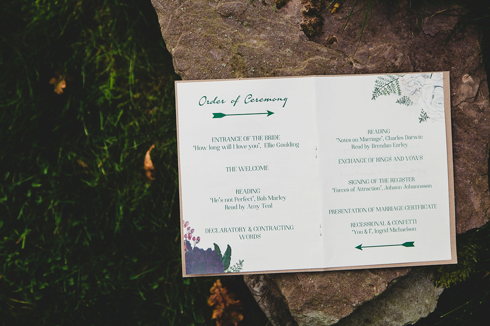 Bride Abby wears a gown by Wilden Bride of London for her Autumn wedding at Lemore Manor in Herefordshire. Photography by Sarah Beth, flowers by Juliet Glaves.