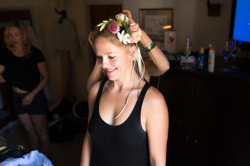 A halterneck dress for a boho bride yoga teacher and her seaside wedding. Photography by Beth Moseley. A halterneck dress for a boho bride yoga teacher and her seaside wedding. Photography by Beth Moseley.