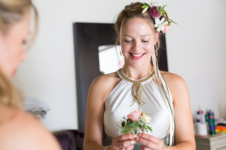 A halterneck dress for a boho bride yoga teacher and her seaside wedding. Photography by Beth Moseley. A halterneck dress for a boho bride yoga teacher and her seaside wedding. Photography by Beth Moseley.