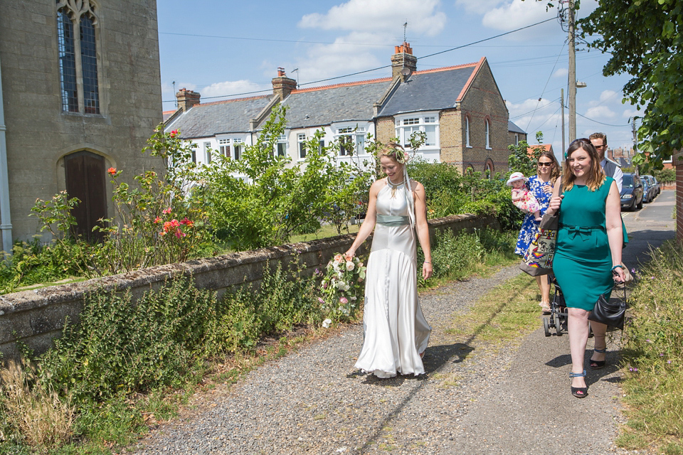 A halterneck dress for a boho bride yoga teacher and her seaside wedding. Photography by Beth Moseley. A halterneck dress for a boho bride yoga teacher and her seaside wedding. Photography by Beth Moseley.