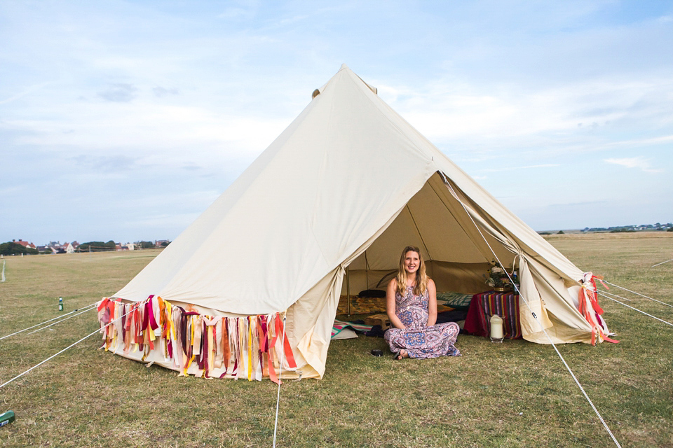 A halterneck dress for a boho bride yoga teacher and her seaside wedding. Photography by Beth Moseley. A halterneck dress for a boho bride yoga teacher and her seaside wedding. Photography by Beth Moseley.