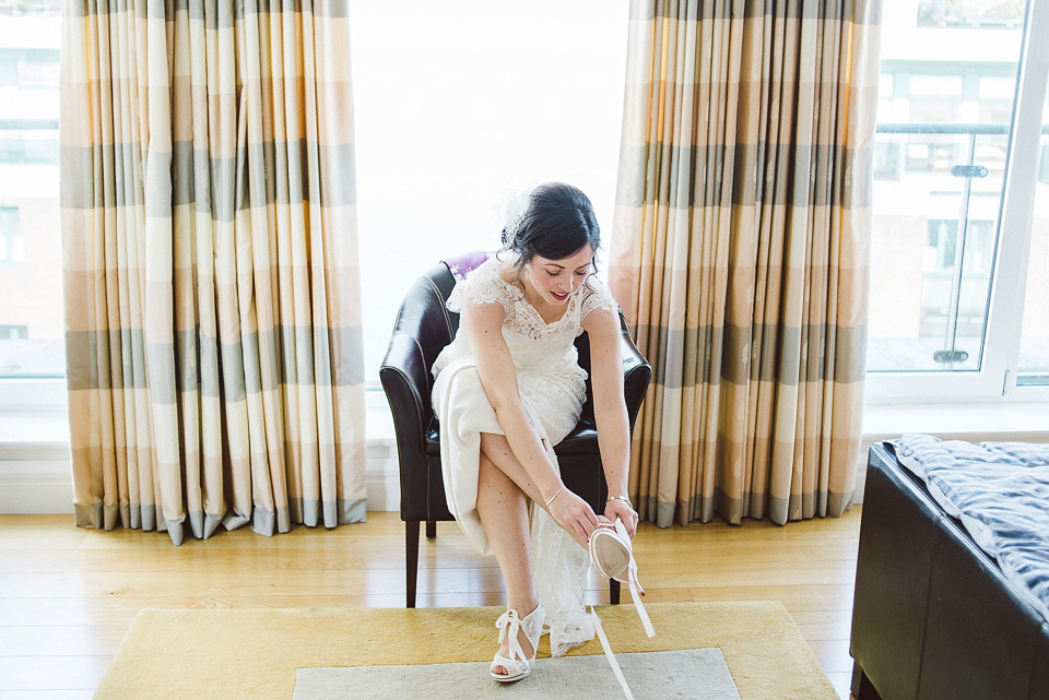 Sally Lacock lace for a modern vintage wedding in Dublin. Photography by Kerry McAllister.