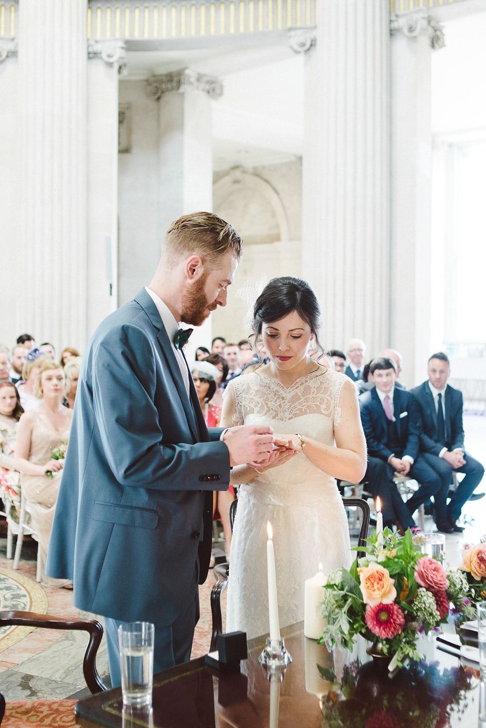 Sally Lacock lace for a modern vintage wedding in Dublin. Photography by Kerry McAllister.