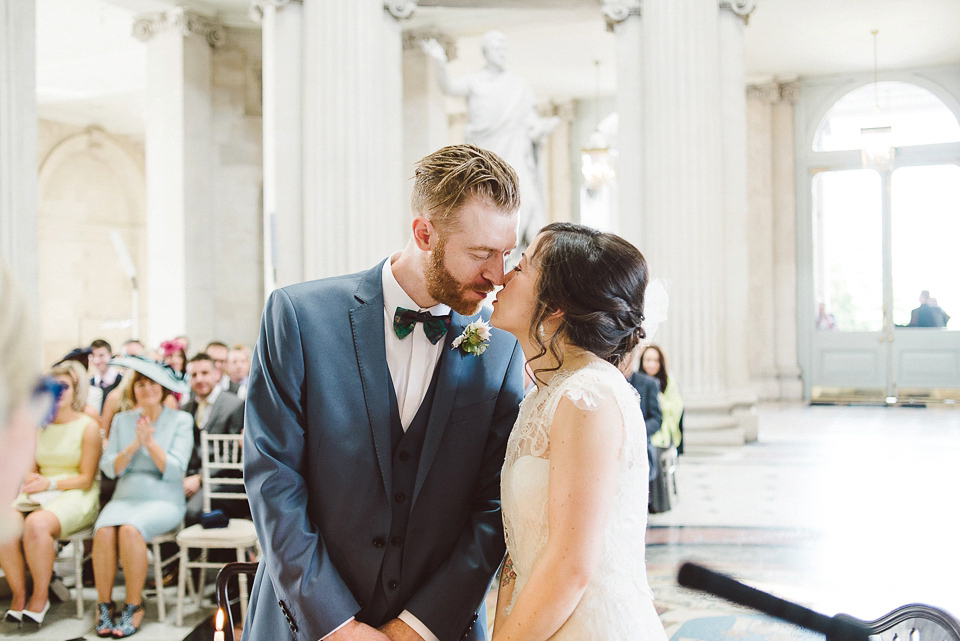 Sally Lacock lace for a modern vintage wedding in Dublin. Photography by Kerry McAllister.