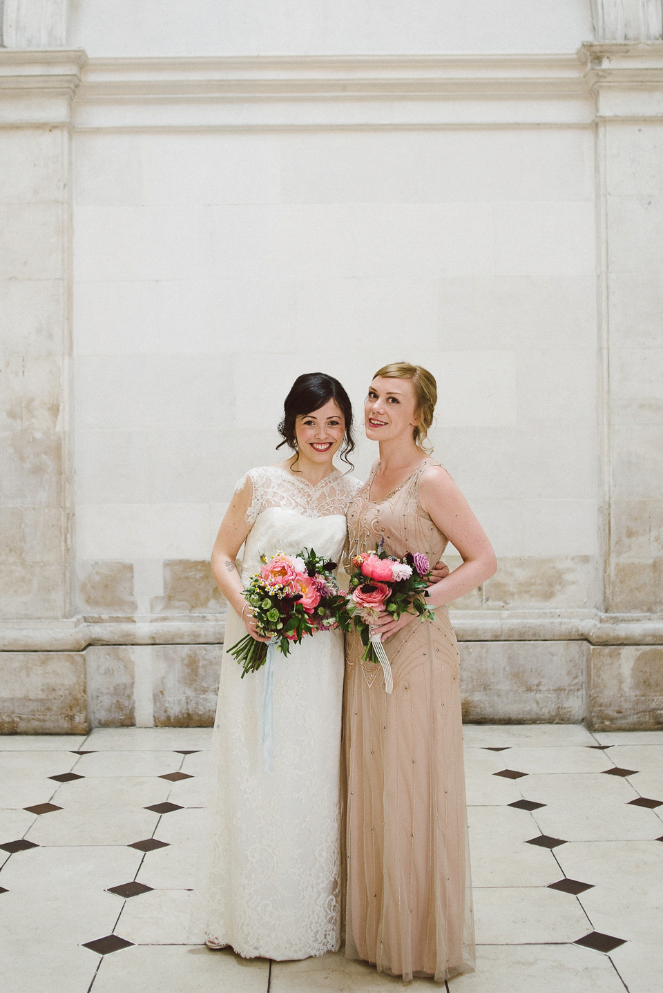 Sally Lacock lace for a modern vintage wedding in Dublin. Photography by Kerry McAllister.