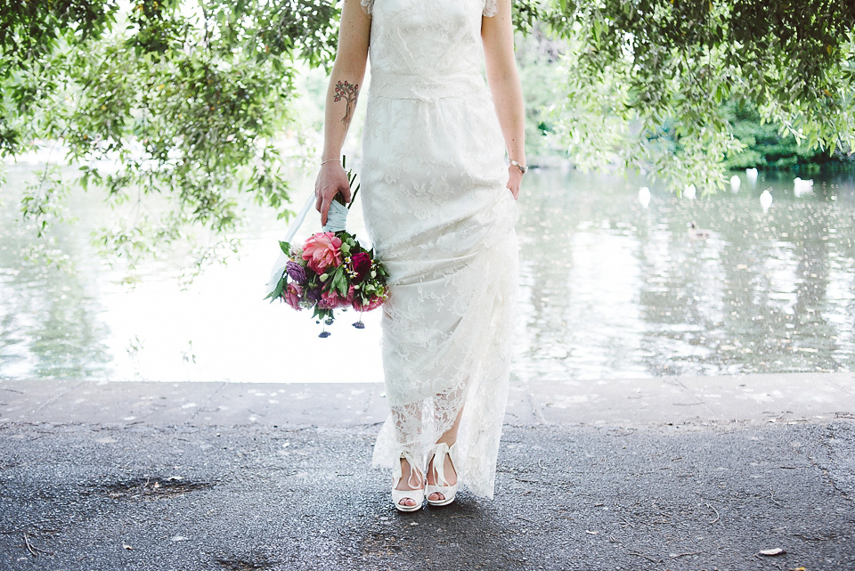 Sally Lacock lace for a modern vintage wedding in Dublin. Photography by Kerry McAllister.