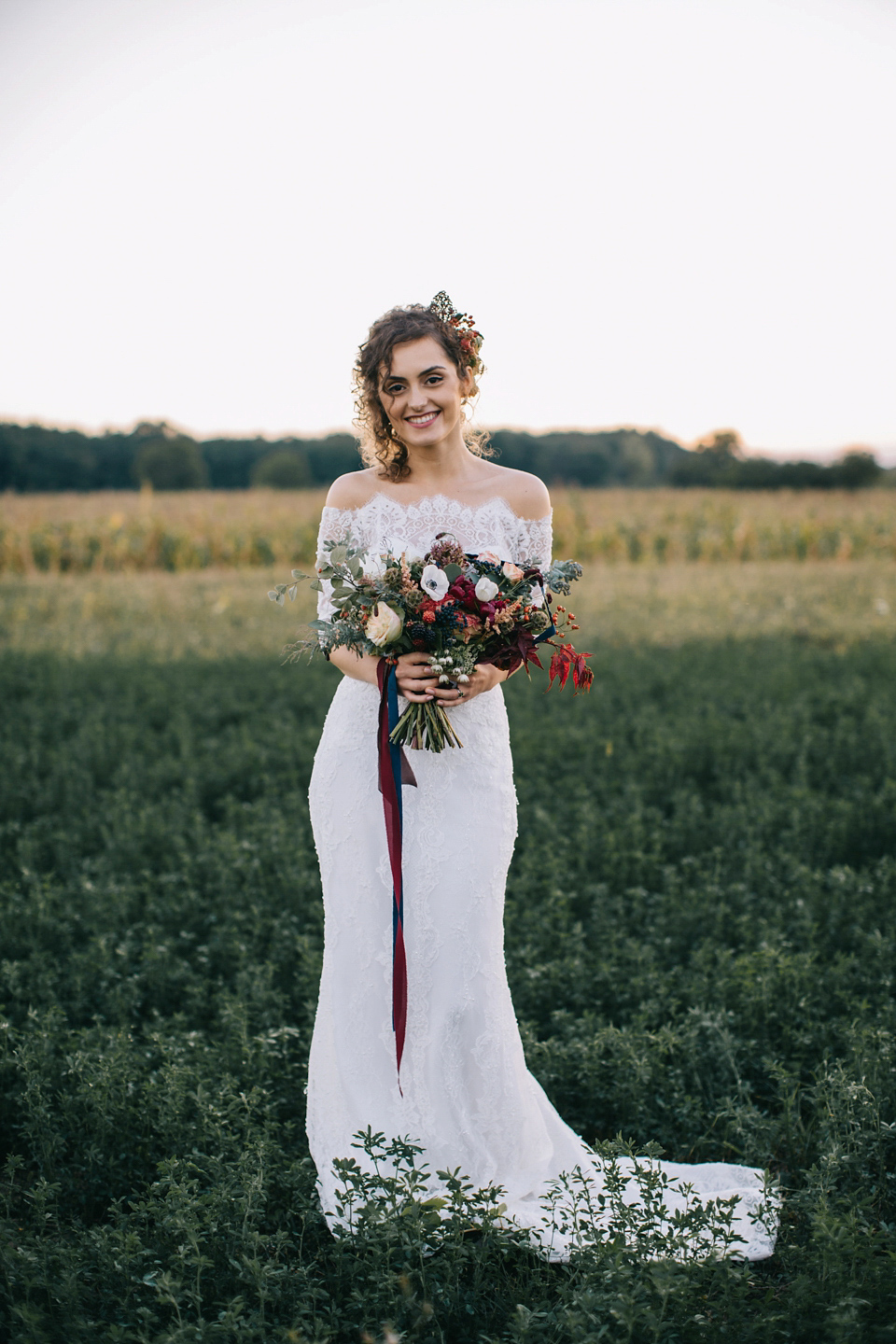 Laura wore a gown by Otilia Brailoiu for her Autumn wedding in the Romanian countryside. Images by Green Antlers Photography.