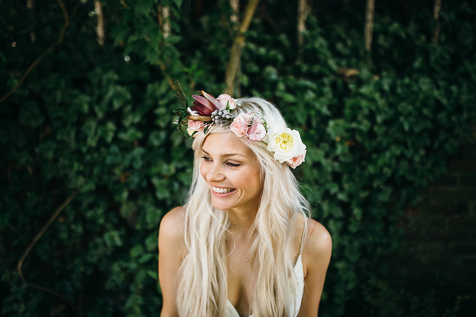 A laid back and romantic disused factory wedding in Brooklyn New York. Bride Maris wore a Nicole Miller gown via BHLDN. Photoggraphy by Jean-Laurent Gaudy.