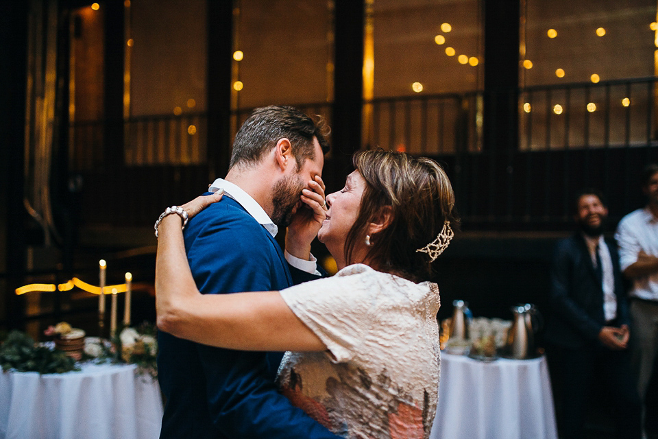 A laid back and romantic disused factory wedding in Brooklyn New York. Bride Maris wore a Nicole Miller gown via BHLDN. Photoggraphy by Jean-Laurent Gaudy.