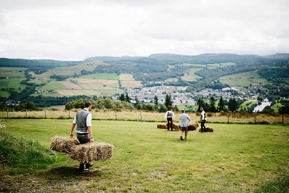 Claire wears a Maggie Sottero dress for her homespun and Humanist wedding in Scotland. Photography by Euan Robertson.