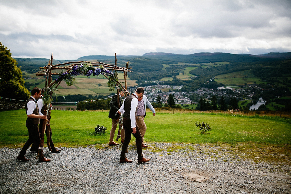 Claire wears a Maggie Sottero dress for her homespun and Humanist wedding in Scotland. Photography by Euan Robertson.