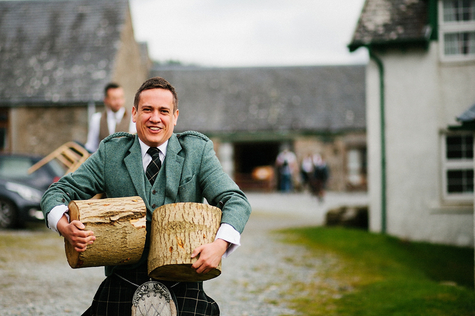 Claire wears a Maggie Sottero dress for her homespun and Humanist wedding in Scotland. Photography by Euan Robertson.