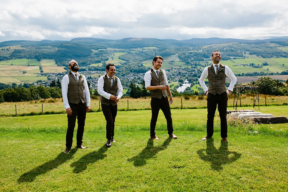 Claire wears a Maggie Sottero dress for her homespun and Humanist wedding in Scotland. Photography by Euan Robertson.