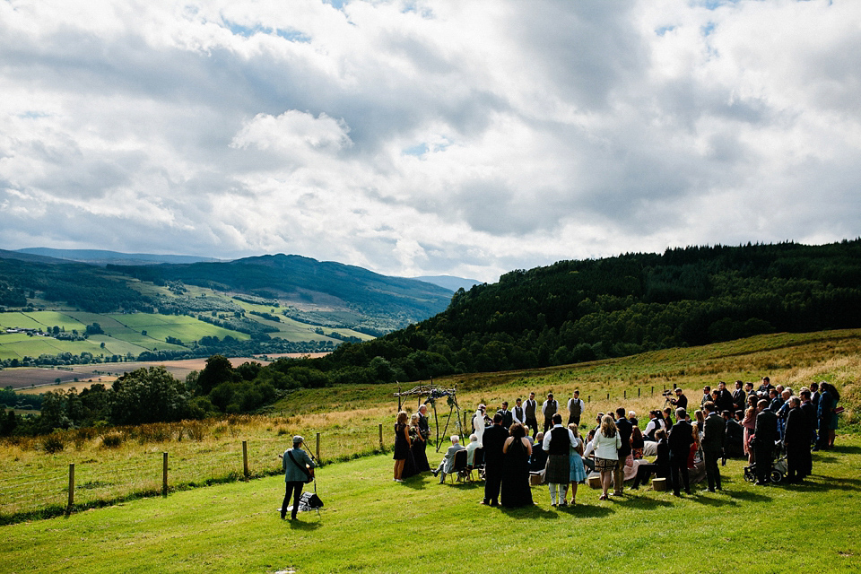 Claire wears a Maggie Sottero dress for her homespun and Humanist wedding in Scotland. Photography by Euan Robertson.
