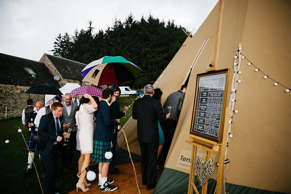 Claire wears a Maggie Sottero dress for her homespun and Humanist wedding in Scotland. Photography by Euan Robertson.