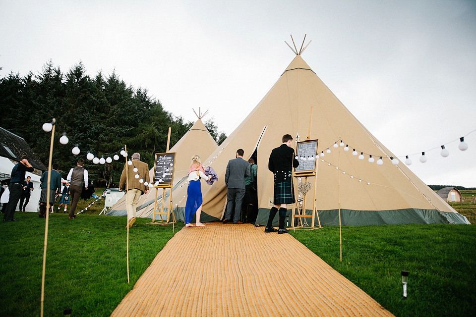 Claire wears a Maggie Sottero dress for her homespun and Humanist wedding in Scotland. Photography by Euan Robertson.