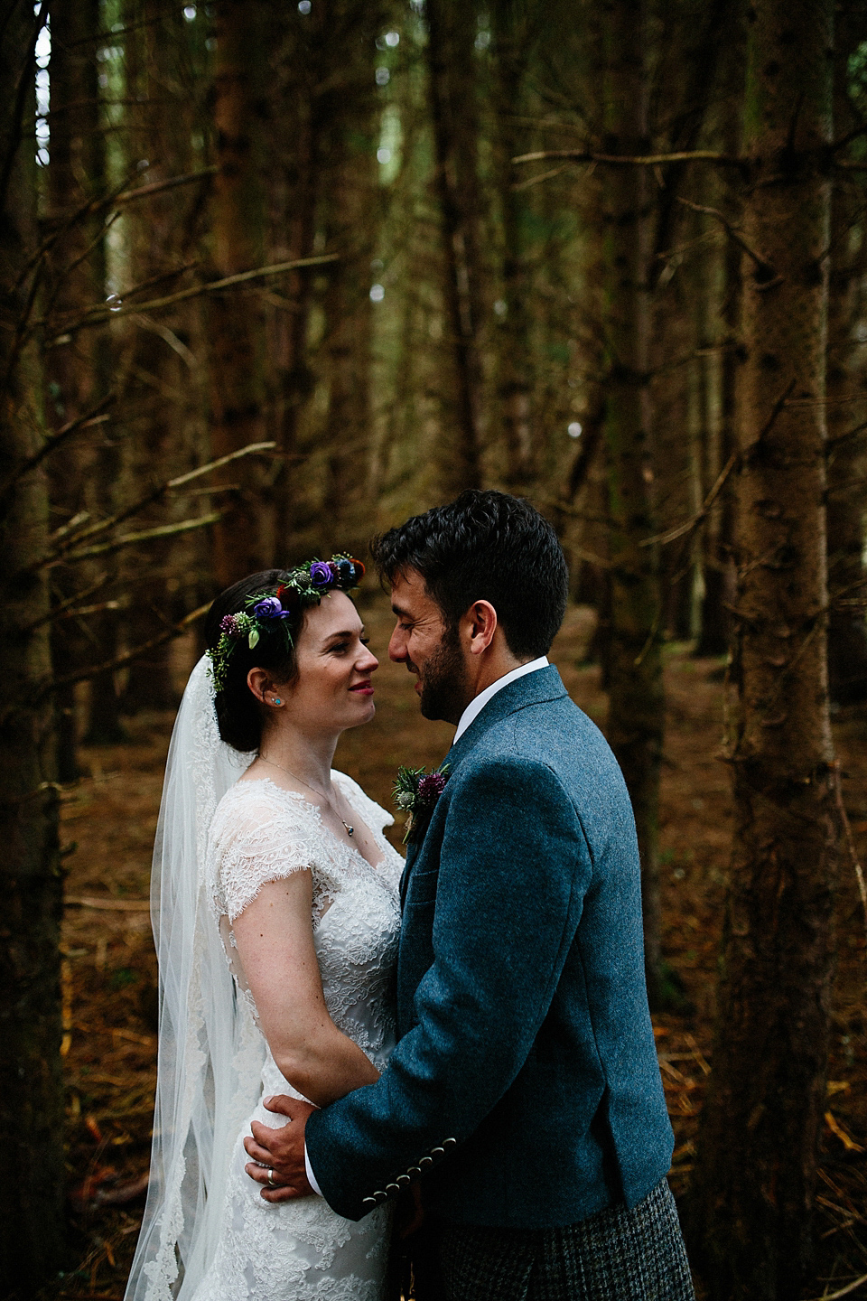 Claire wears a Maggie Sottero dress for her homespun and Humanist wedding in Scotland. Photography by Euan Robertson.