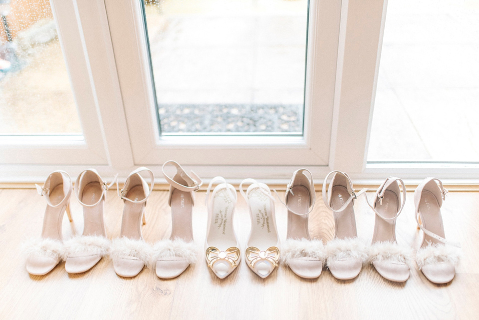 Bride Laura wore a tiered wedding dress by Katya Katya Shehurina for her peach wedding at Lartington Hall in Teesdale. Photography by Sarah Jane Ethan. Bride Laura wore a tiered wedding dress by Katya Katya Shehurina for her peach wedding at Lartington Hall in Teesdale. Photography by Sarah Jane Ethan.