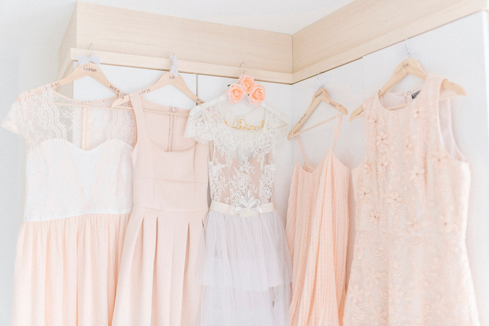 Bride Laura wore a tiered wedding dress by Katya Katya Shehurina for her peach wedding at Lartington Hall in Teesdale. Photography by Sarah Jane Ethan. Bride Laura wore a tiered wedding dress by Katya Katya Shehurina for her peach wedding at Lartington Hall in Teesdale. Photography by Sarah Jane Ethan.