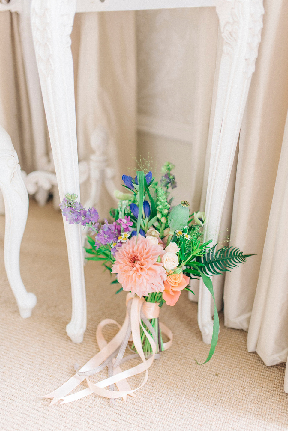 Bride Laura wore a tiered wedding dress by Katya Katya Shehurina for her peach wedding at Lartington Hall in Teesdale. Photography by Sarah Jane Ethan. Bride Laura wore a tiered wedding dress by Katya Katya Shehurina for her peach wedding at Lartington Hall in Teesdale. Photography by Sarah Jane Ethan.
