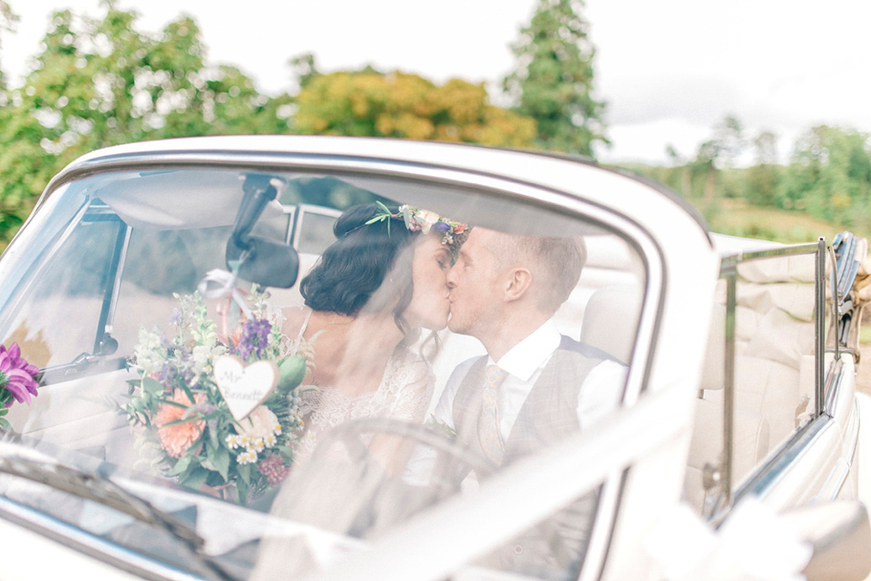Bride Laura wore a tiered wedding dress by Katya Katya Shehurina for her peach wedding at Lartington Hall in Teesdale. Photography by Sarah Jane Ethan. Bride Laura wore a tiered wedding dress by Katya Katya Shehurina for her peach wedding at Lartington Hall in Teesdale. Photography by Sarah Jane Ethan.