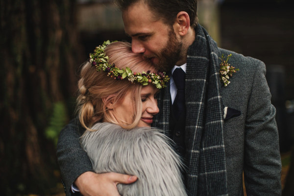 Iris by Claire Pettibone for an Intimate and Slow Paced Outdoor Winter Wedding