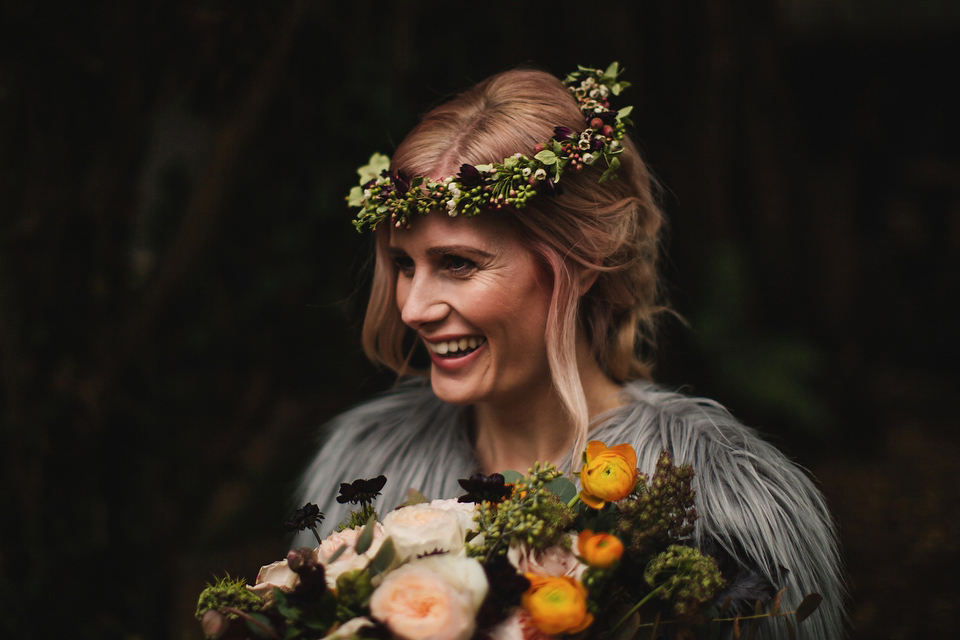 Iris by Claire Pettibone for an Intimate Outdoor Winter Wedding. Photography by S6 Photography.