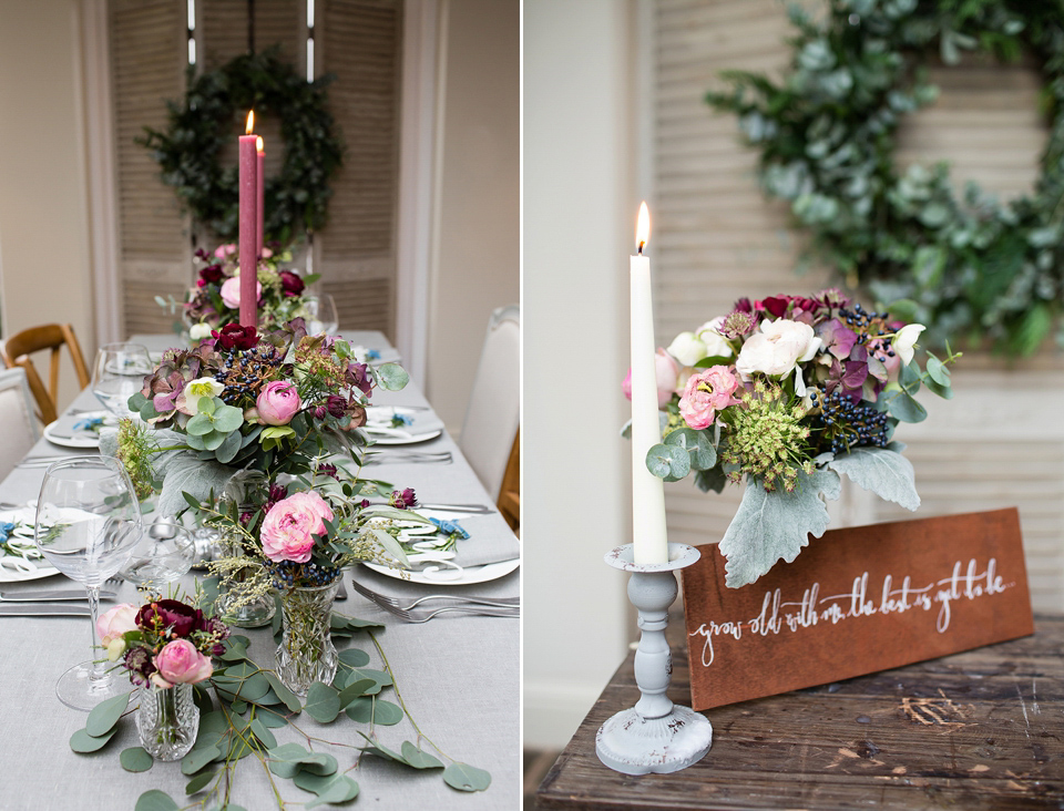 Elegant and modern winter wedding inspiration. Photography by Jo Hastings.