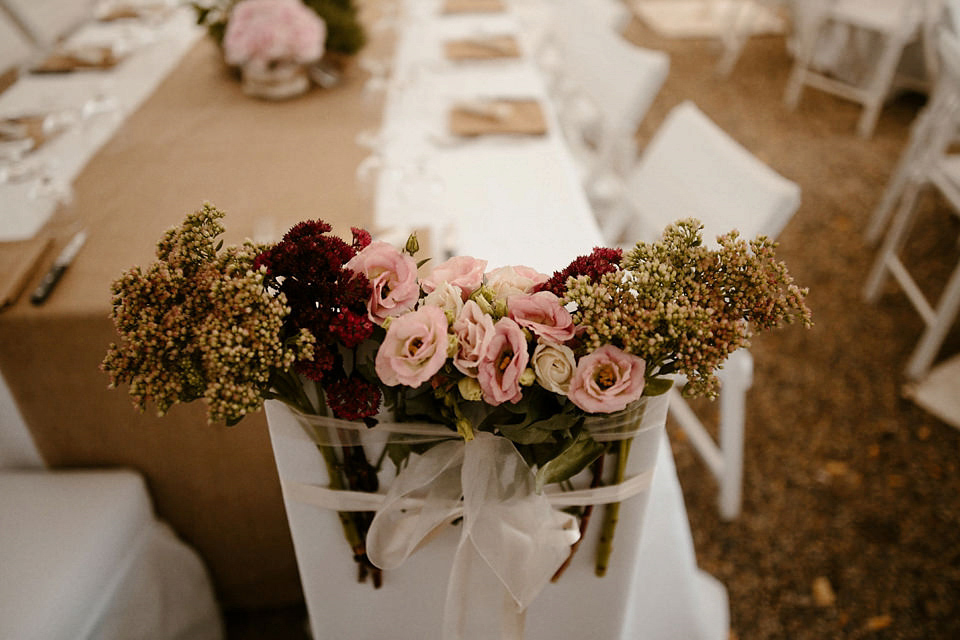 A boho luxe Leilia Hafzia gown for a romantic wedding in the Italian countryside. Photography by Haydn Rydings.