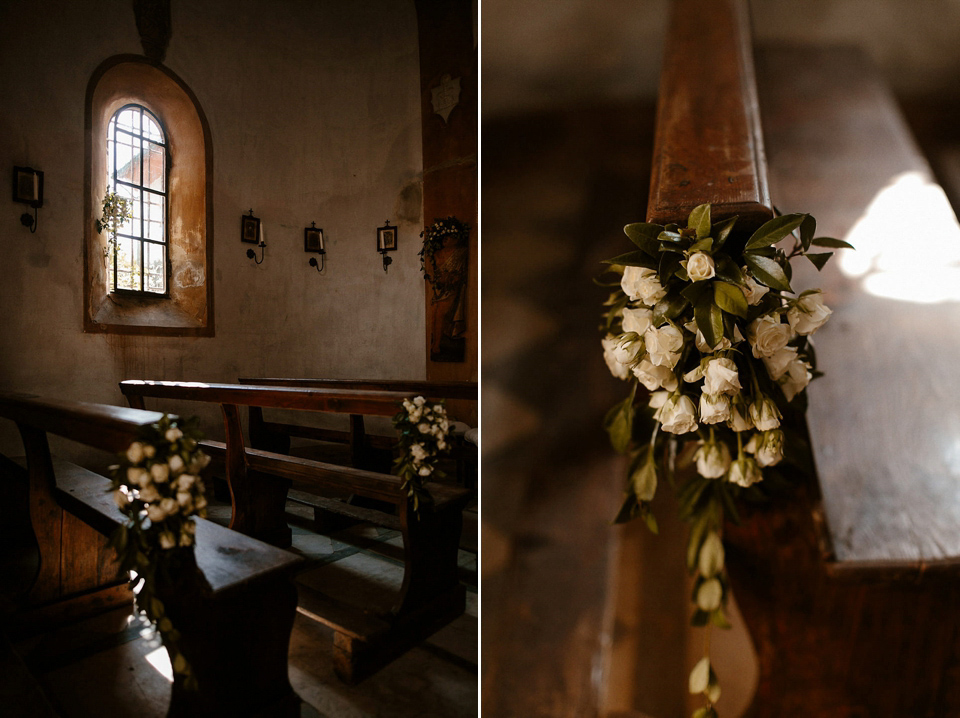 A boho luxe Leilia Hafzia gown for a romantic wedding in the Italian countryside. Photography by Haydn Rydings.