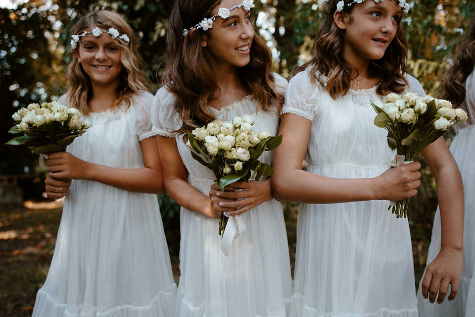 A boho luxe Leilia Hafzia gown for a romantic wedding in the Italian countryside. Photography by Haydn Rydings.