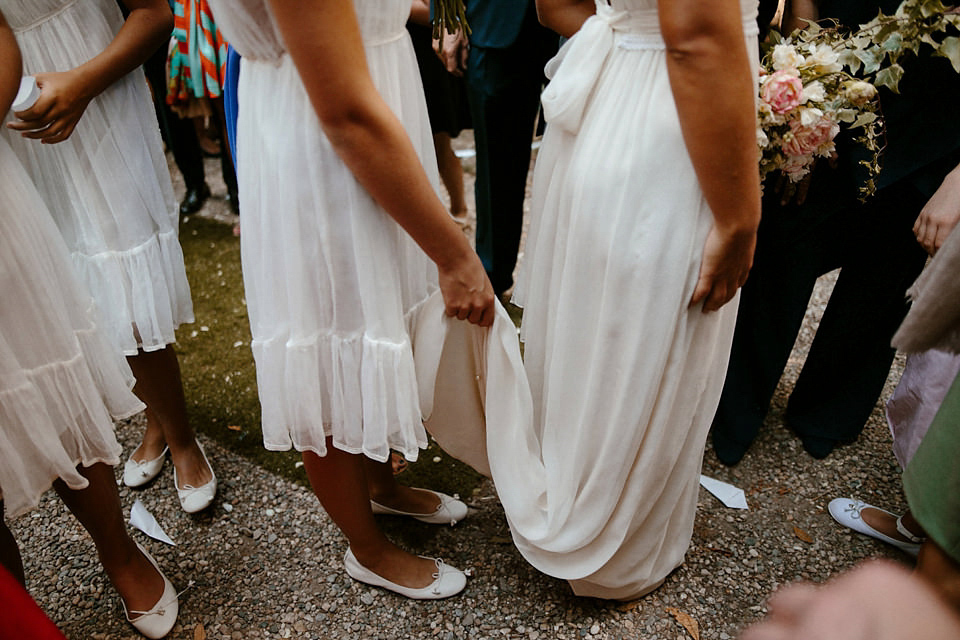 A boho luxe Leilia Hafzia gown for a romantic wedding in the Italian countryside. Photography by Haydn Rydings.